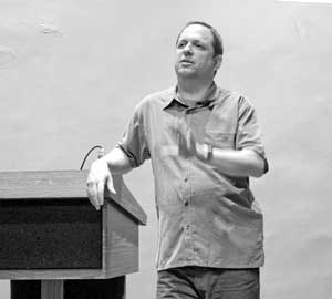 Bo Sullivan, owner of Arcalus Period Design, speaking to the Twin Cities Bungalow Club in September 2009.