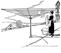 Umbrella-style clothesline.