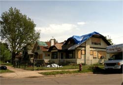 damaged houses.