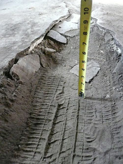 A chasm had opened in the floor.