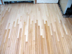 After one coat of finish, it is easy to see how new maple does not match the old.