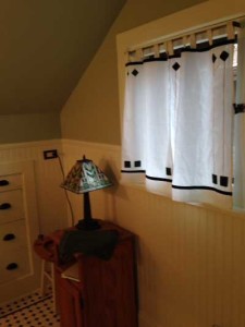 Bathroom curtain.