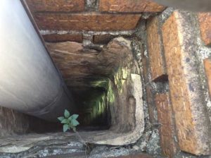 Inside the chimney.
