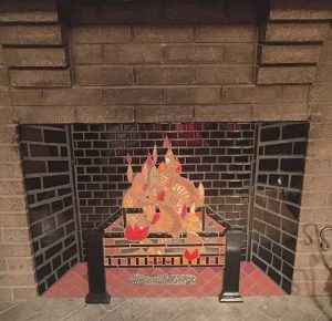 Photo of fireplace.