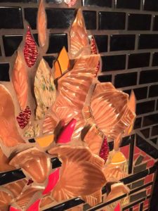 Close-up of faux fire.