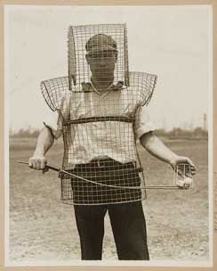 Man in mouse-trap armor.