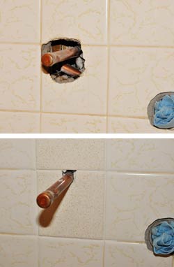 holes before & after.